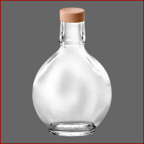 FLACHMANN Glasflasche 0,2 Liter - Verschluss aus Holz - Mittelalter