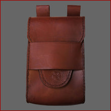 Lade das Bild in den Galerie-Viewer, Mittelalter Leder Gürteltasche BRAUN Wikinger Tasche Leonardo Carbone
