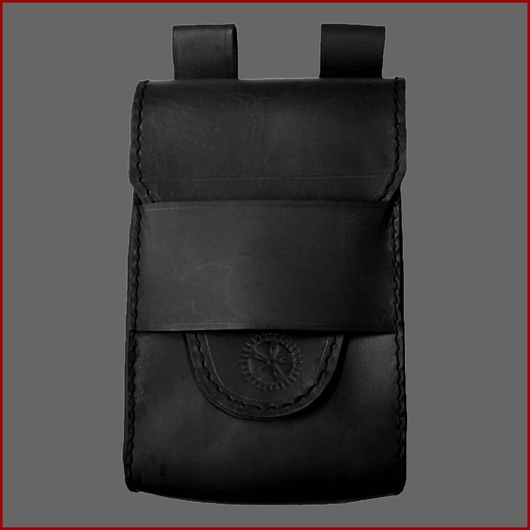 Mittelalter Leder Gürteltasche SCHWARZ - Leonardo Carbone Tasche