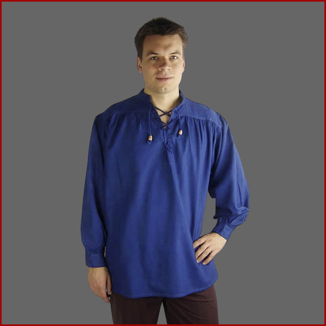 Klassisches Mittelalter Hemd - blau - Leonardo Carbone Kleidung
