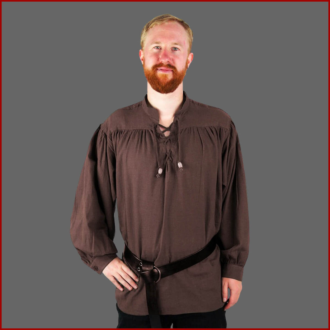 Klassisches Mittelalter Hemd - braun | Leonardo Carbone Hemd