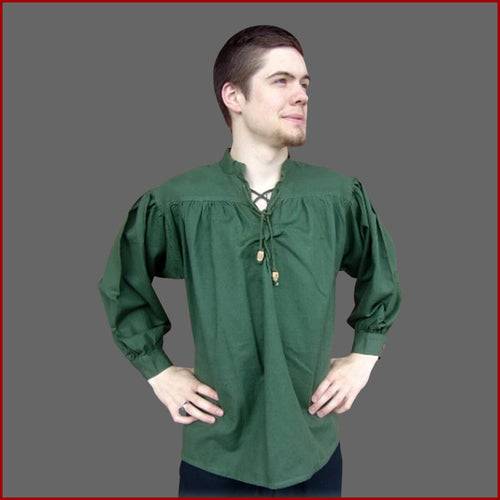Klassisches Mittelalter Hemd - grün - Leonardo Carbone - Wikingerhemd