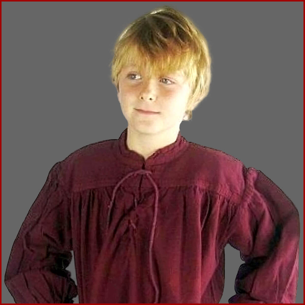 Kinderhemd Jungen rot - Mittelalter Hemd - weinrot - Leonardo Carbone