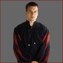 Lade das Bild in den Galerie-Viewer, Zweifarbiges Mittelalter Hemd von Leonardo Carbone schwarz und rot
