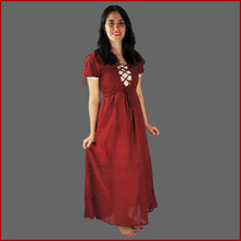 Lade das Bild in den Galerie-Viewer, Rotes Mittelalter Kleid mit kurzem Arm für den Sommer
