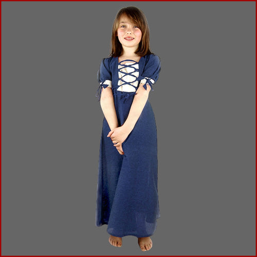 Kinder Mittelalter Mädchen Kleid kurzarm BLAU Sommer Leonardo Carbone
