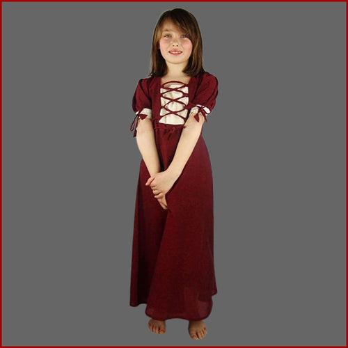 Kinder Mittelalter Mädchen Kleid kurzarm ROT Sommer - Leonardo Carbone