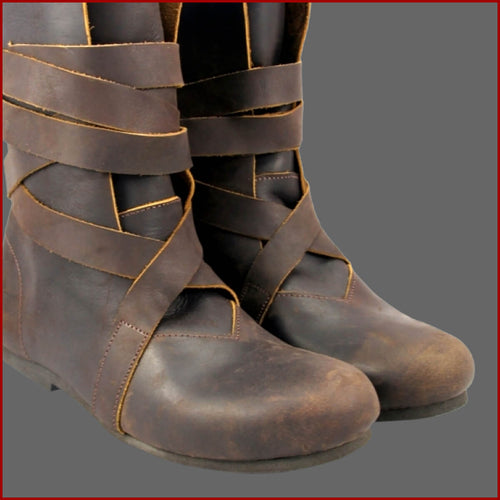 Mittelalter Wikinger Haithabu Stiefel Übergröße BRAUN Leonardo Carbone